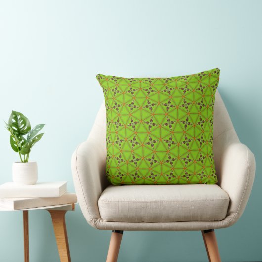 Green Geometric Floral Pattern Throw Pillow クッション (椅子)