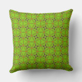 Green Geometric Floral Pattern Throw Pillow クッション (裏面)
