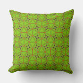 Green Geometric Floral Pattern Throw Pillow クッション (正面)