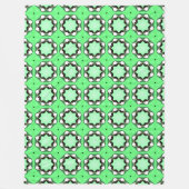 Green geometric mandala pattern  フリースブランケット (正面)