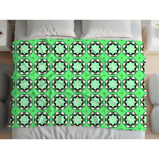 Green geometric mandala pattern  フリースブランケット