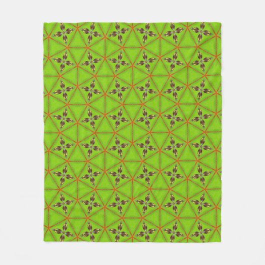 Green Geometric Pattern Fleece Blanket フリースブランケット (正面)