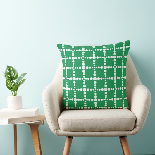 Green Geometric Pattern: Modern Retro Grid  クッション (椅子)