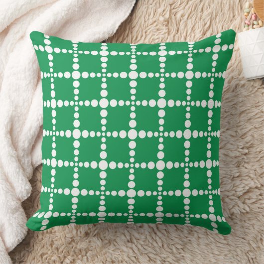 Green Geometric Pattern: Modern Retro Grid  クッション (ブランケット)