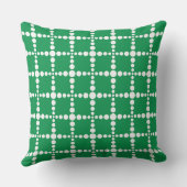 Green Geometric Pattern: Modern Retro Grid  クッション (裏面)