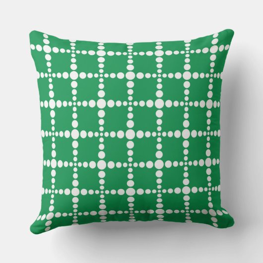 Green Geometric Pattern: Modern Retro Grid  クッション (裏面)