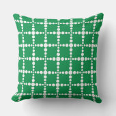 Green Geometric Pattern: Modern Retro Grid  クッション (正面)