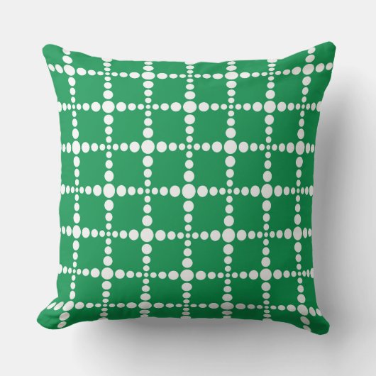 Green Geometric Pattern: Modern Retro Grid  クッション (正面)