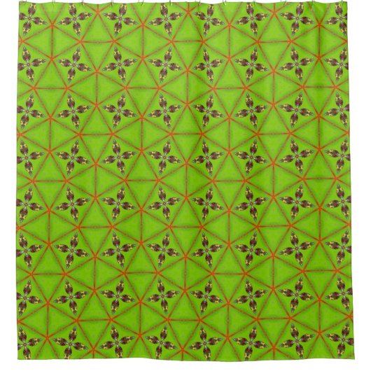 Green Geometric Pattern Shower Curtain シャワーカーテン (正面)