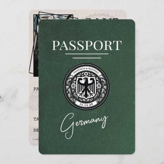 Green Germany Passport日付の保存 セーブザデート (正面/裏面)