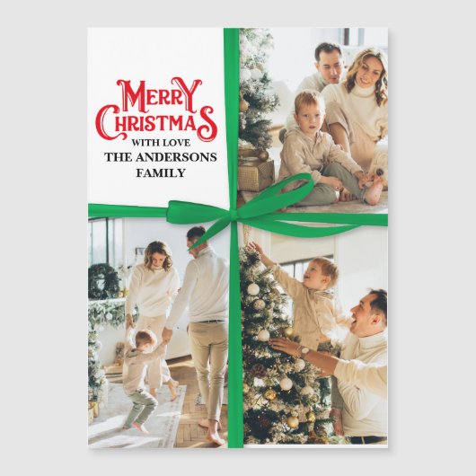 Green Gift Wrapped Family Photo collage Christmas (正面)