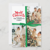 Green Gift Wrapped Family Photo collage Christmas シーズンカード (正面)