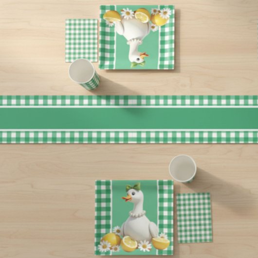 Green Gingham  ショートテーブルランナー