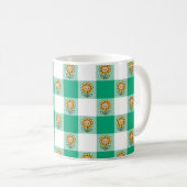 Green Gingham and Yellow Sunflowers コーヒーマグカップ (正面右)