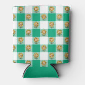 Green Gingham and Yellow Sunflowers 缶クーラー (正面)