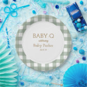 Green Gingham Baby-Q Circular Plate 2 ペーパープレート (パーティー)