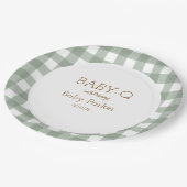 Green Gingham Baby-Q Circular Plate 2 ペーパープレート (アングル)