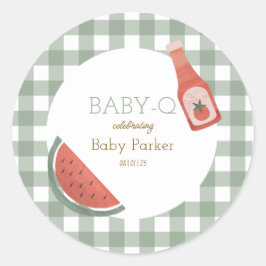 Green Gingham Baby-Q Circular Sticker ラウンドシール