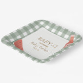 Green Gingham Baby-Q Square Plate ペーパープレート (傾斜あり)