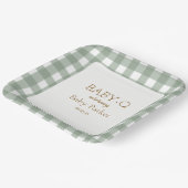 Green Gingham Baby-Q Square Plate 2 ペーパープレート (傾斜あり)
