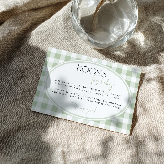 Green Gingham Baby Shower Enclosure Card エンクロージャーカード