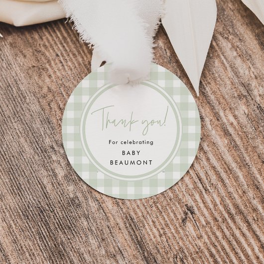 Green Gingham Baby Shower Favor Tag フェイバータグ