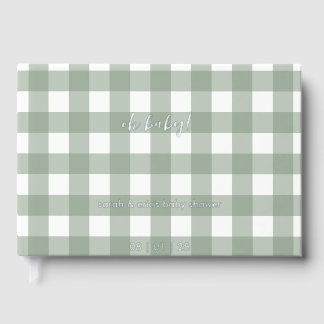 Green Gingham Baby Shower Guest Book ゲストブック