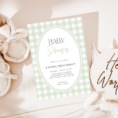 Green Gingham Baby Shower Invitation 招待状