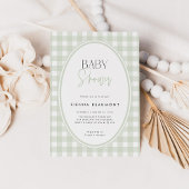 Green Gingham Baby Shower Invitation 招待状