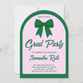 Green Gingham Bow Arch Photo Graduation Party 招待状 (裏面)
