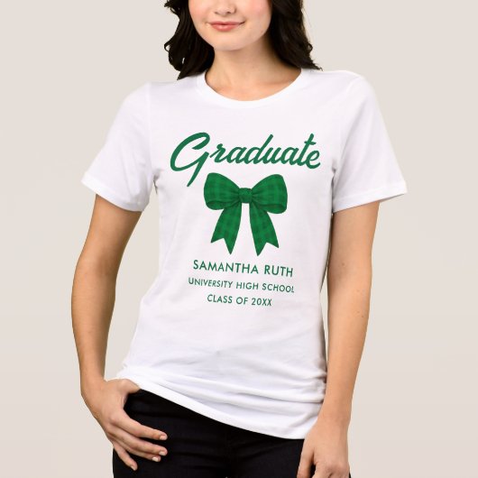 Green Gingham Bow Graduation トライブレンドＴシャツ (正面)
