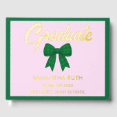 Green Gingham Bow Graduation Party ゲストブック (正面)