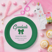 Green Gingham Bow Graduation Party ペーパープレート (パーティー)