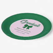 Green Gingham Bow Graduation Party ペーパープレート (アングル)