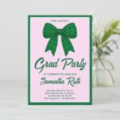 Green Gingham Bow Graduation Party 招待状 (スタンド正面)