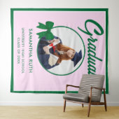 Green Gingham Bow Photo Graduation Backdrop タペストリー (インサイチュ(横))