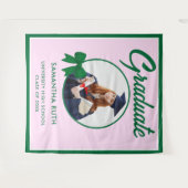 Green Gingham Bow Photo Graduation Backdrop タペストリー (正面(横))