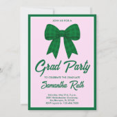 Green Gingham Bow Photo Graduation Party 招待状 (裏面)