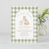 Green Gingham Bunny Spring Easter Baby Shower  招待状 (スタンド正面)