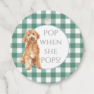 Green Gingham Check Puppy Dog Favor Tags フェイバータグ