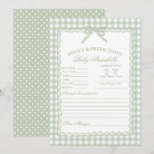 Green Gingham Coquette Bow Advice for Baby Card 招待状 (正面/裏面)