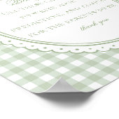 Green Gingham Coquette Bow Advice for Baby Shower ポスター (角)