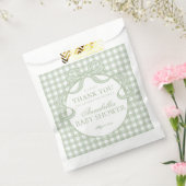 Green Gingham Coquette Bow Baby Shower Dessert フェイバーバッグ (封をした状態)