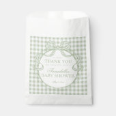 Green Gingham Coquette Bow Baby Shower Dessert フェイバーバッグ (正面)