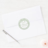 Green Gingham Coquette Bow Baptism Favor ラウンドシール (封筒)