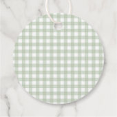 Green Gingham Coquette Bow Birthday Party Circle フェイバータグ (裏面)
