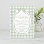 Green Gingham Coquette Bow Bridal Shower 招待状 (スタンド正面)