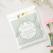Green Gingham Coquette Bow Bridal Shower Dessert フェイバーバッグ (封をした状態)