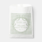 Green Gingham Coquette Bow Bridal Shower Dessert フェイバーバッグ (正面)