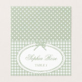 Green Gingham Coquette Bow Place Card Table Decor (外部フラット)